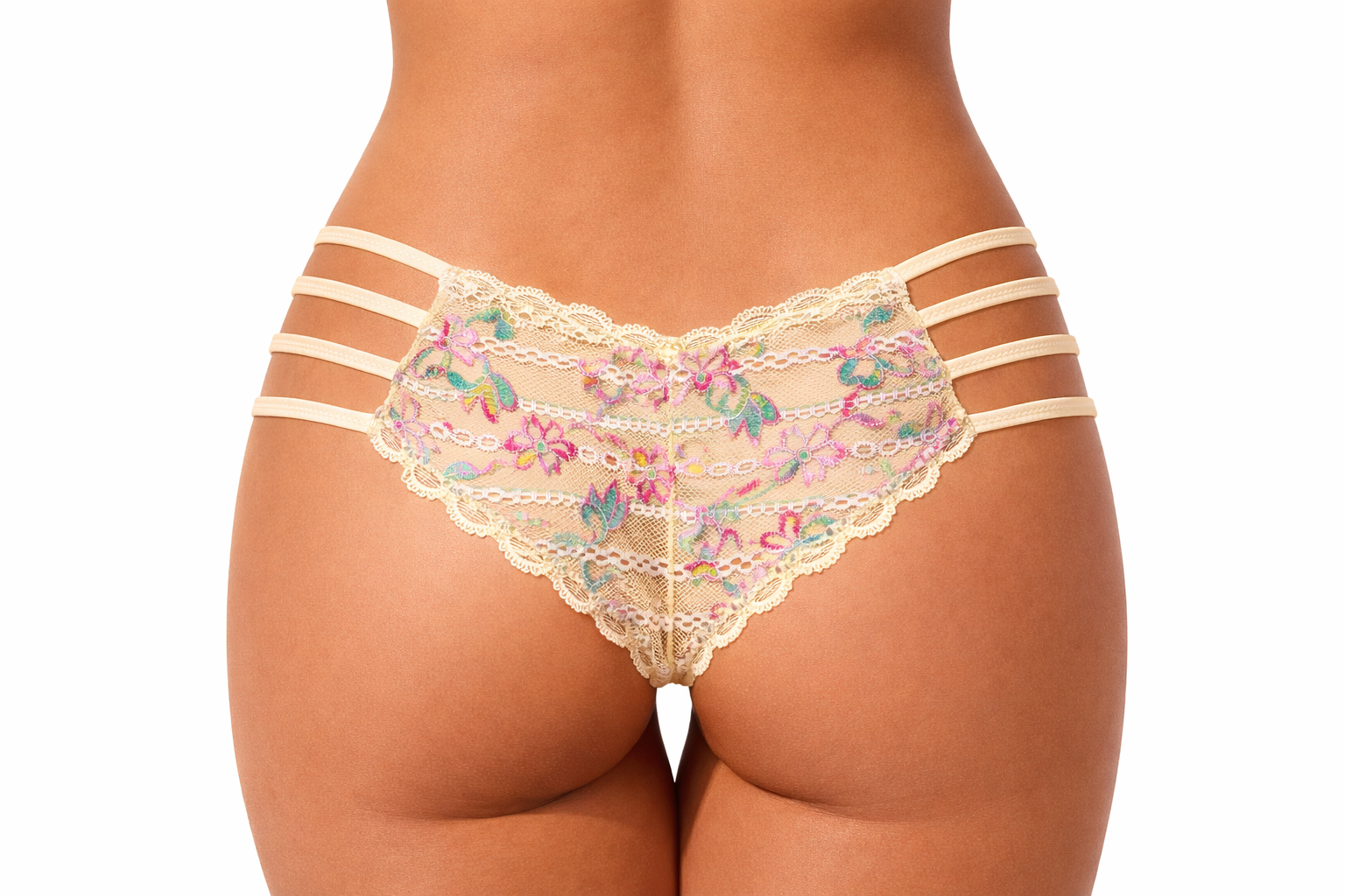 Tanga Elisa -  Dentelle de calais & Bijou or