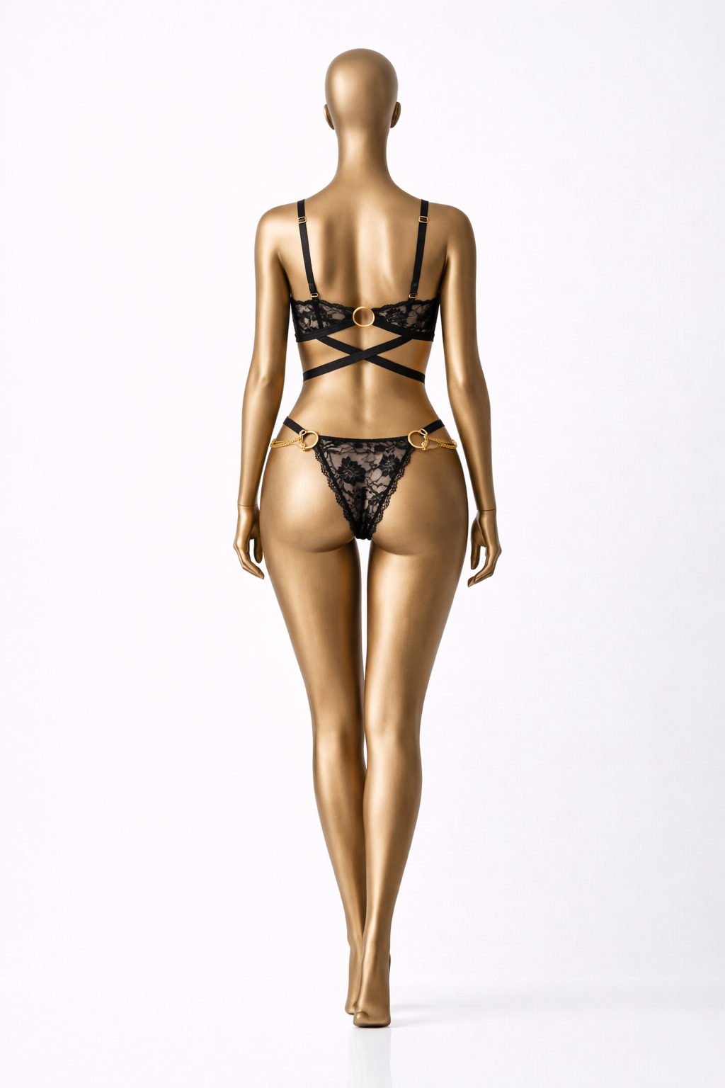 ENSEMBLE  Sophia -Dentelle de calais & chaine en or