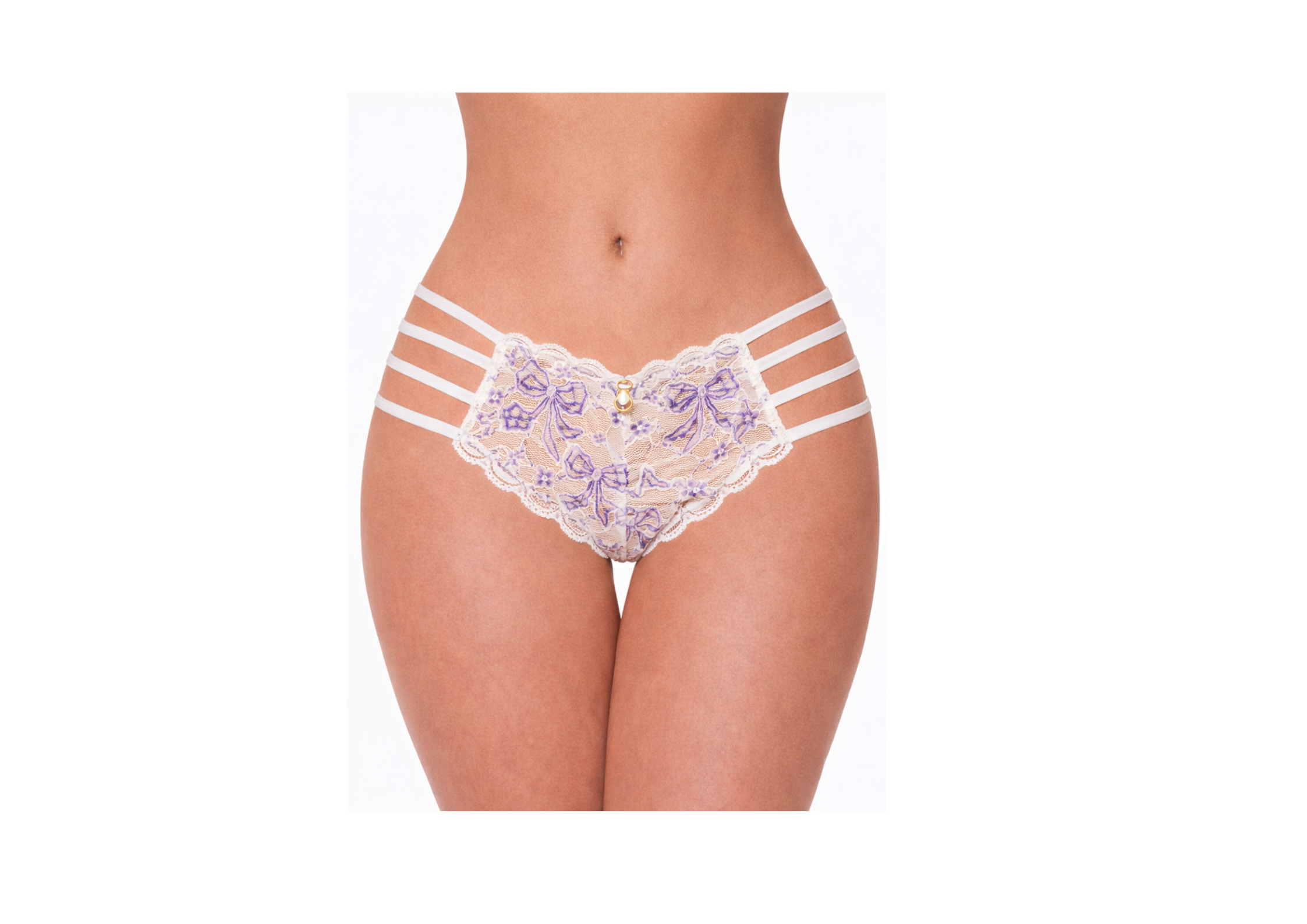 Tanga Elisa -  Dentelle de calais & Bijou or